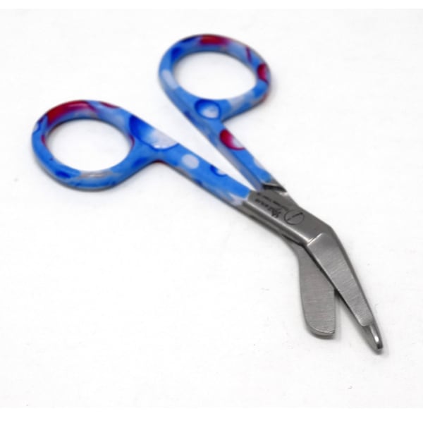 A2Z Scilab Blue & Pink Dew Drops Handle Lister Bandage Scissors 3.5" A2Z-ZR011 - main